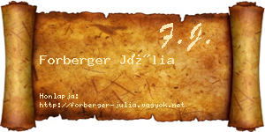 Forberger Júlia névjegykártya